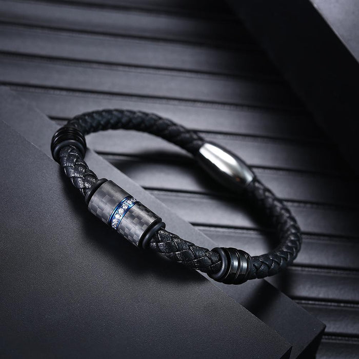 Fashion Men's Carbon Fiber Titanium Steel Bracelet Jewelry