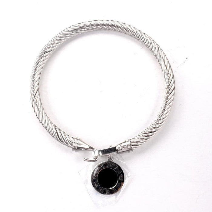 New Woven Steel Wire Rope Horseshoe Buckle Titanium Steel Bracelet Bangle