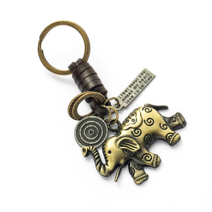 Vintage punk style leather metal Keychains creative small gift hand woven car Keychains pendant