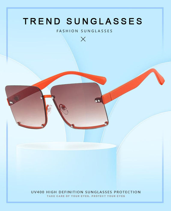 Half frame square Sunglasses Retro