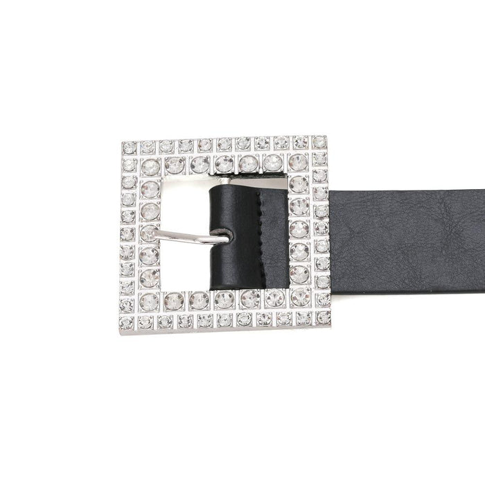 Square alloy diamond inlaid PU belt
