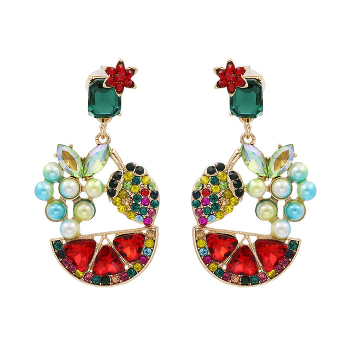 New Hollow Out Pearl Imitation Earrings Accessories Inlaid Rhinestone