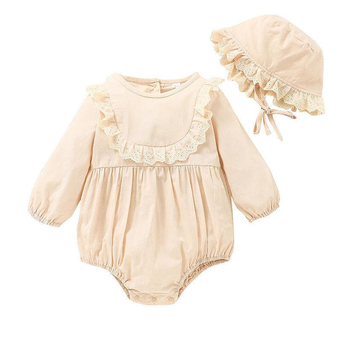 Baby Girls Cute Long Sleeved Jumpsuit Hat Set