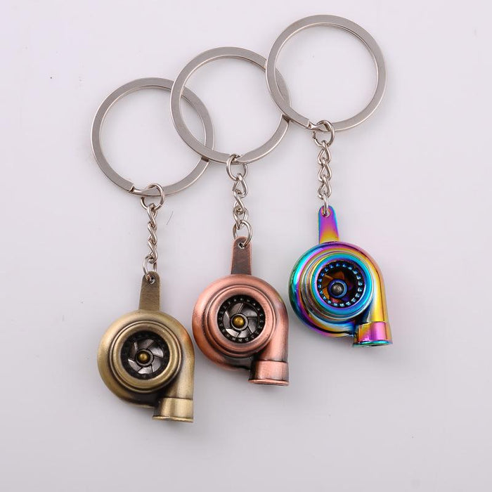 Creative Car Turbocharged Engine Shape Metal Keychain