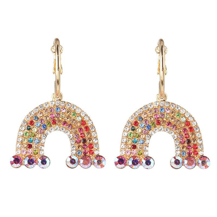 Female Jewelry Personality Versatile Rainbow Earrings Accessories Inlaid Rhinestone