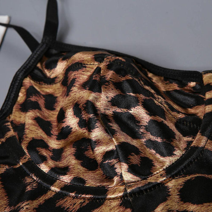 Sexy Leopard Print Bodysuit One-piece Lingerie with Choker