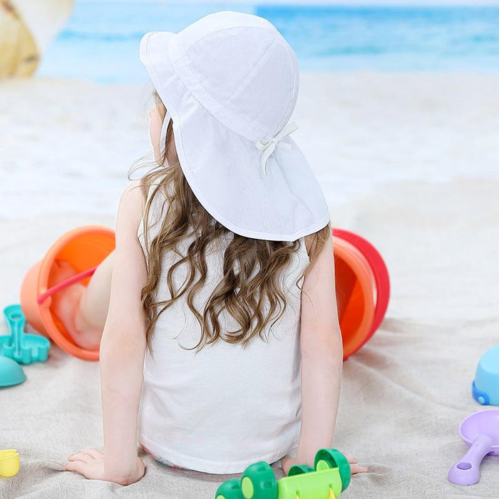 White Ruffled Outdoor Sunscreen Thin Children's Fisherman Hat