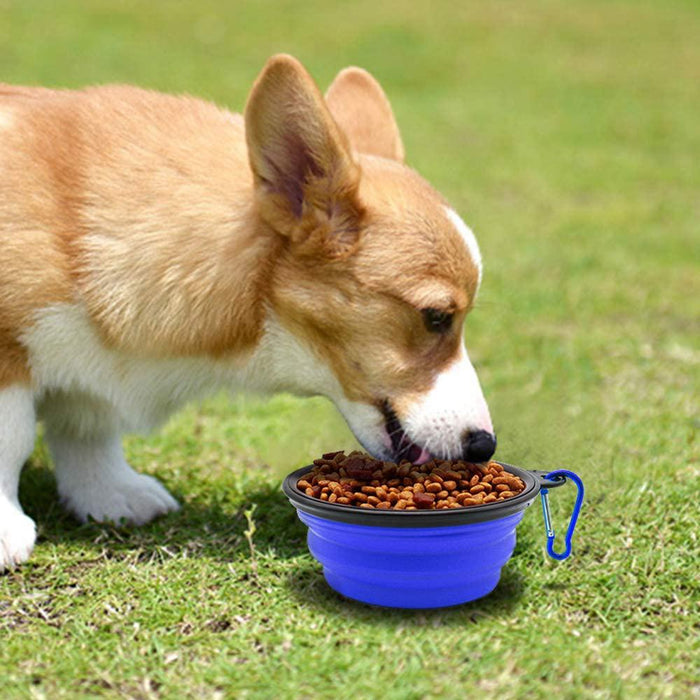 1000ML Silicone Dog Feeding Bowl With Carabiner Folding Cat Bowl