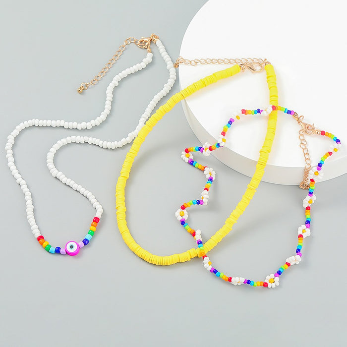 Boho Clavicle Chain Floral Handwoven Bead Necklace