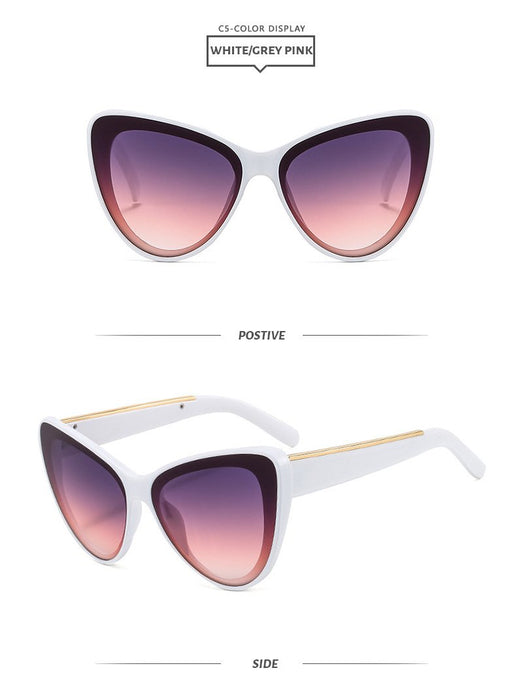 Large frame cat's eye women's contrast Sunglasses