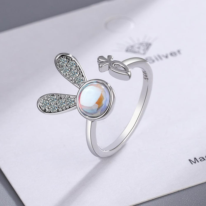 Creative Personality Bunny Zircon Open Ring