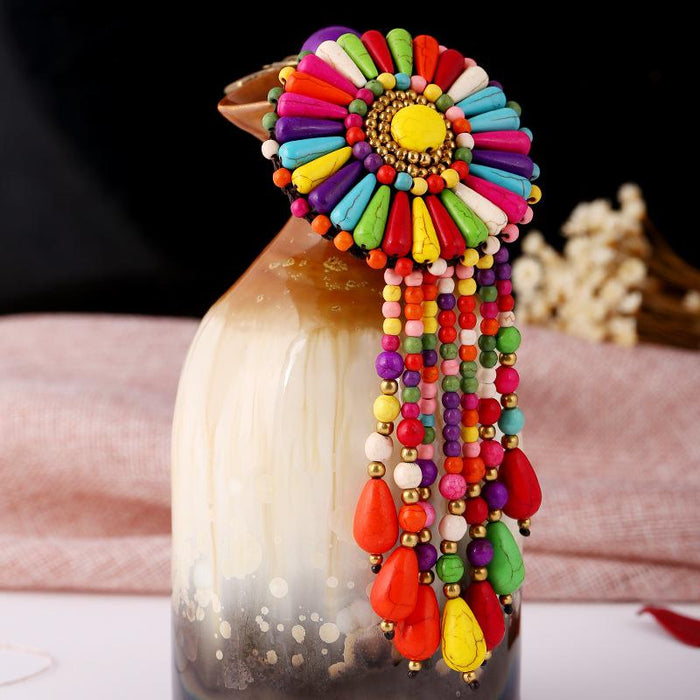 Creative New National Style Hand Woven Flower Keychains Bag Pendant
