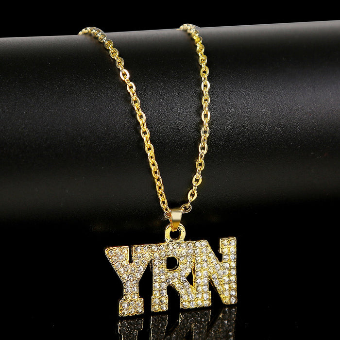 Punk Hip-hop Letter Full Diamond Necklace