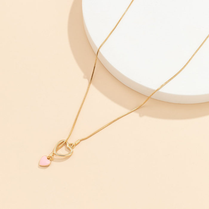 Simple Adjustable Pull Love Pendant Clavicle Chain