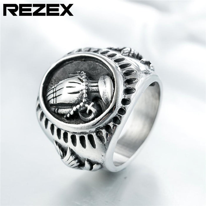 Christian Hands Prayer Peace Pigeon Titanium Steel Ring