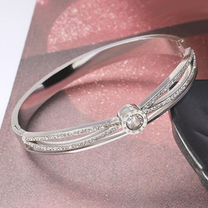 New Fashion Versatile Tricolor Stainless Steel Bracelet Bangle