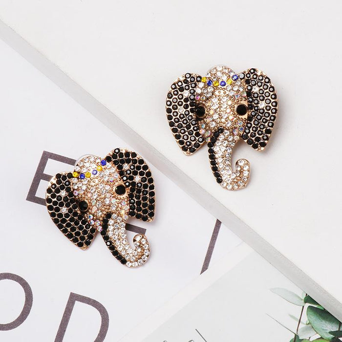 Female Personality Animal Earrings Elephant Earrings Accessories Inlaid Rhinestone