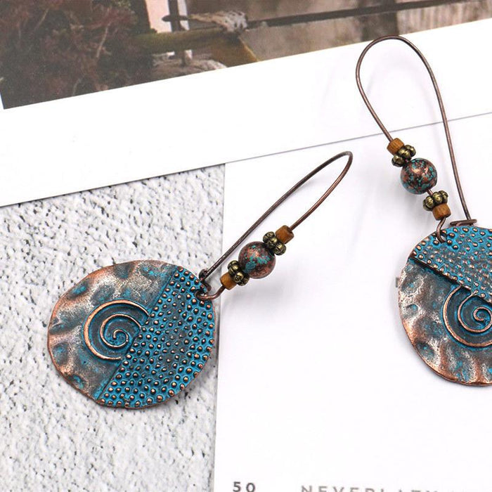 Women's Retro Round Creative Flower Alloy Earrings