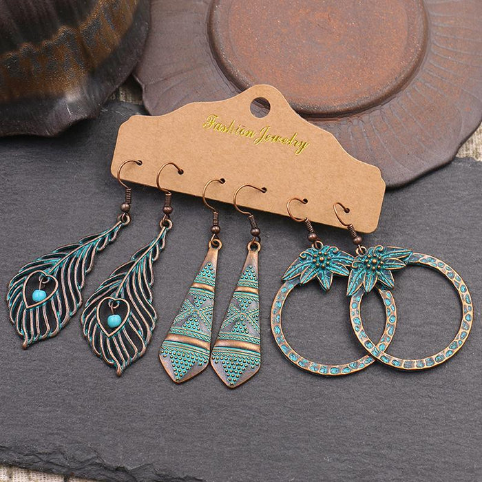 3 pairs/set Earrings Bohemian Style Jewelry X0X36204