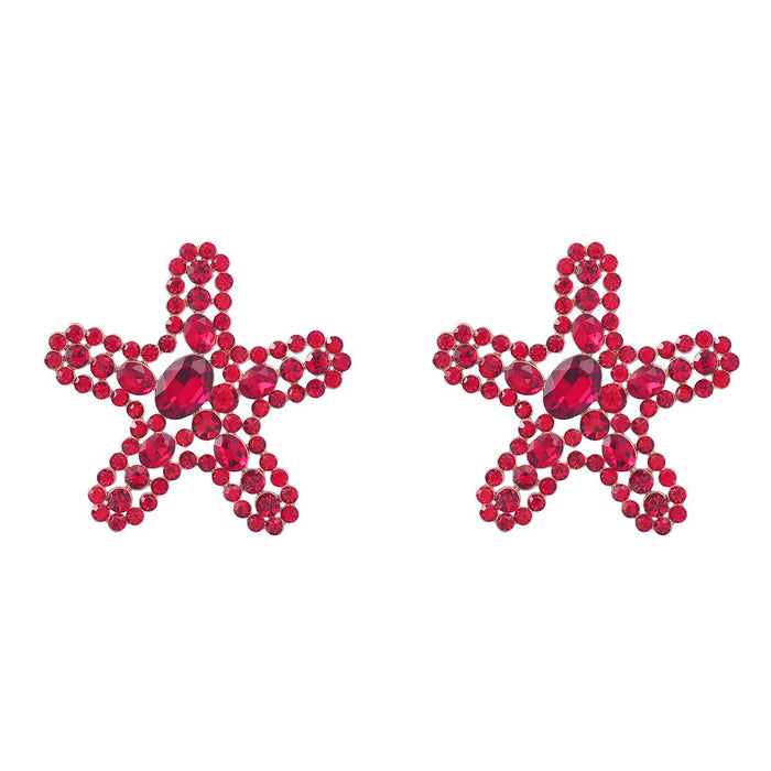 Summer Beach Rhinestone Starfish Alloy Stud Earrings