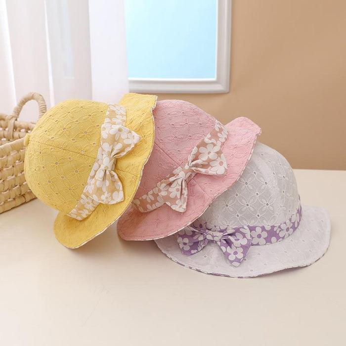 Summer Outdoor Windproof Shade Cute Bow Children's Fisherman Hat