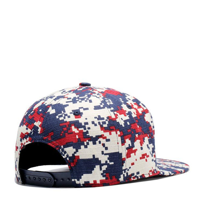 Camouflage Color Matching Flat Brim Hat Cotton Small Checkered Hat