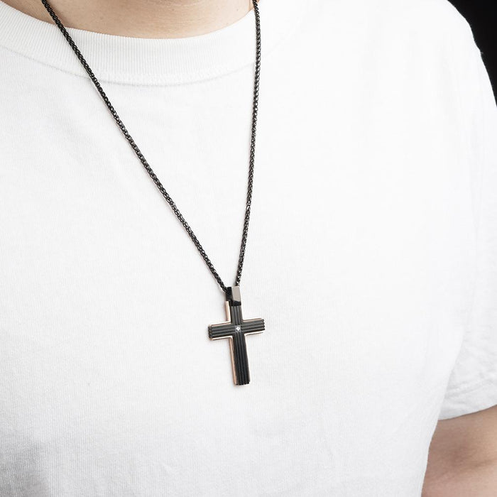 Creative Two-color Stainless Steel Cross Pendant Necklace