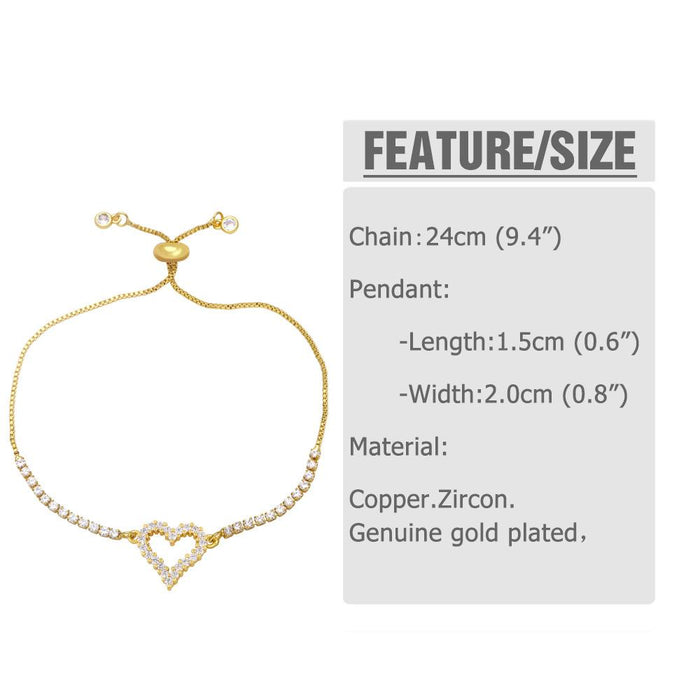 Light Luxury Design Micro Inlaid Zircon Love Pull Bracelet