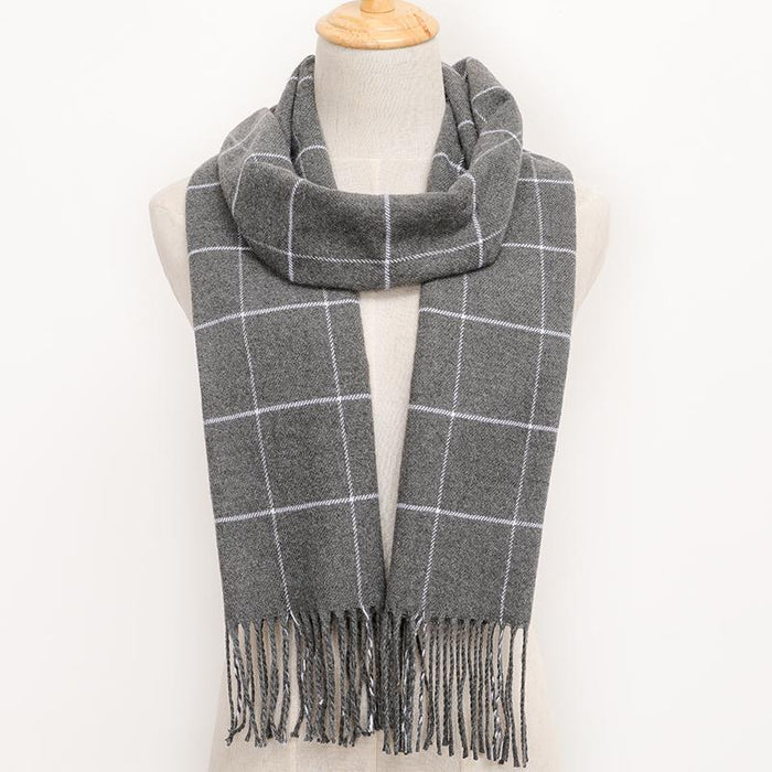 Winter Tassel Lattice Warm Scarves