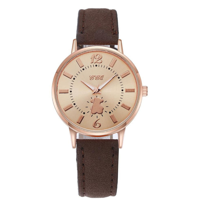 Simple Scale Vintage Leather Bear Watch Llz20813