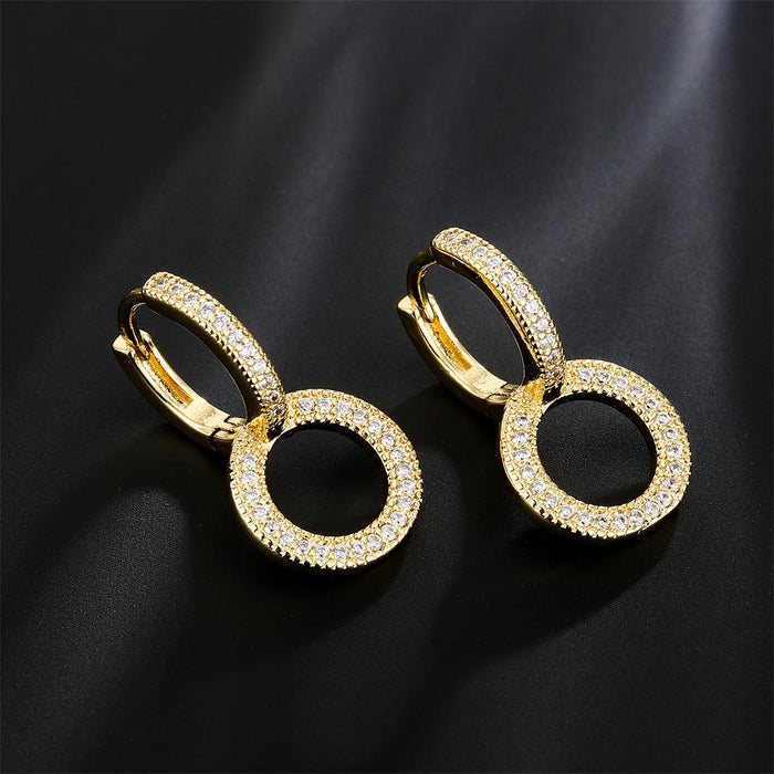 New Personality Gold Color Zircon Women's Earrings Stud Earrings