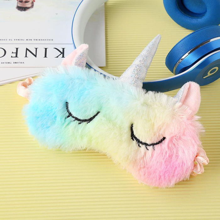 Cartoon Pink Gradient Colorful Unicorn Blindfold Eye Mask