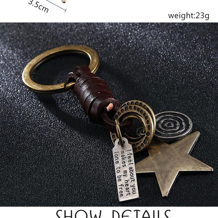 Vintage Keychains punk leather metal Keychains creative personality Keychains