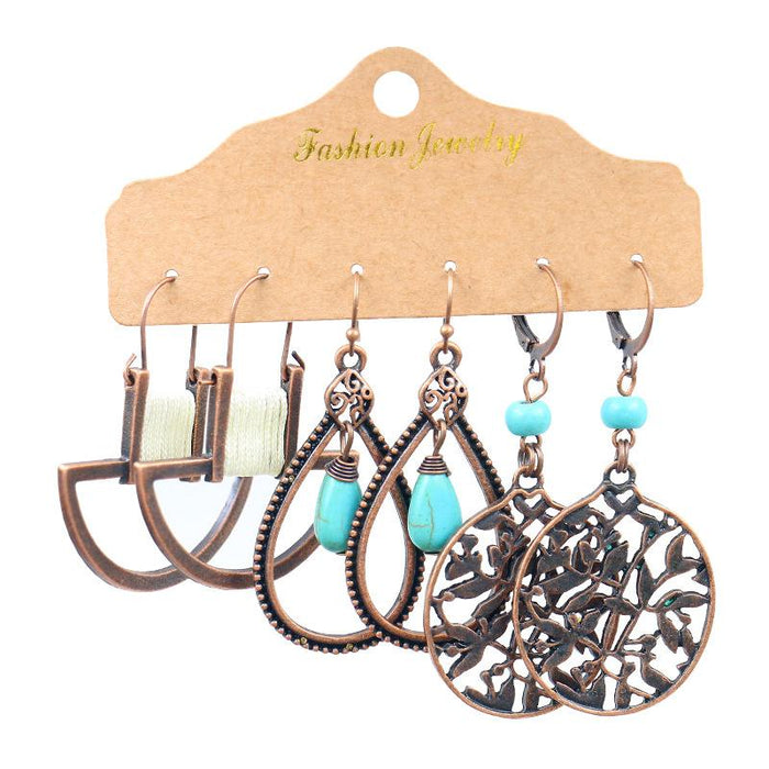 3 pairs/set Earrings Bohemian Style Jewelry X0X36215