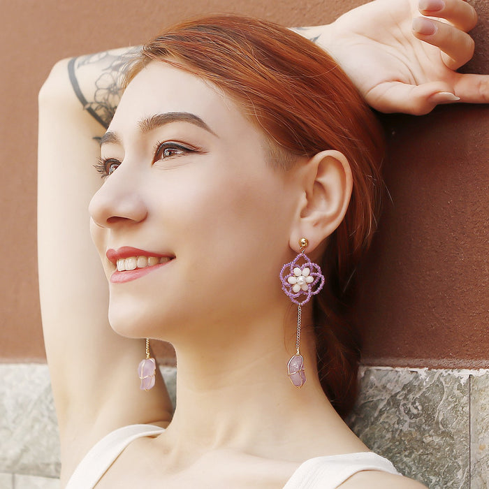 2022 New Handmade Woven Flower Crystal Earrings