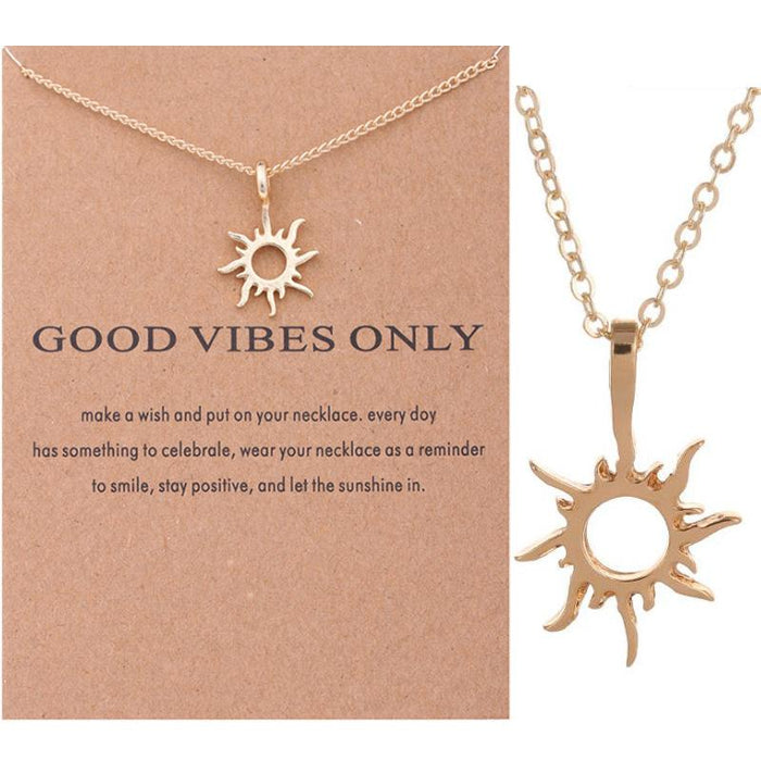 Golden Sun God Necklace Light Pendant Card Clavicle Chain