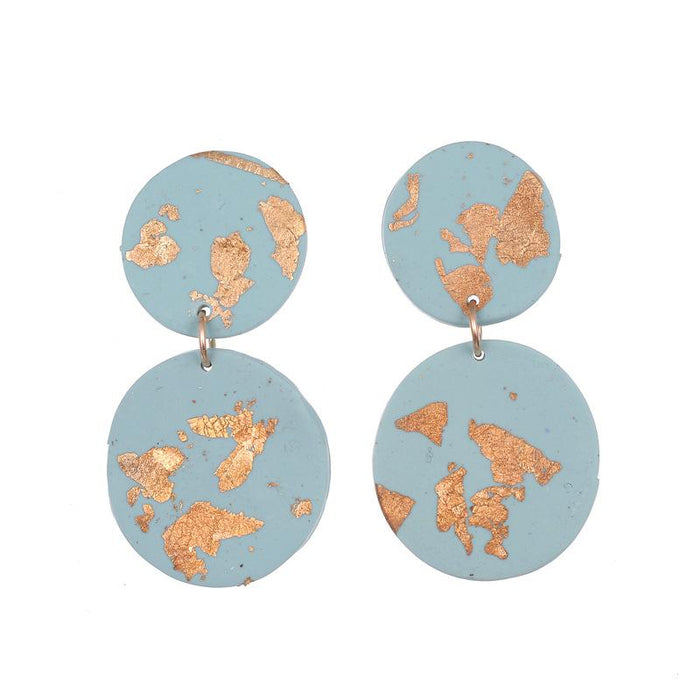 Geometric Soft Earrings Gold Foil, Hand-made Soft Clay Earrings, Clay Earthen Jewelry, Earrings