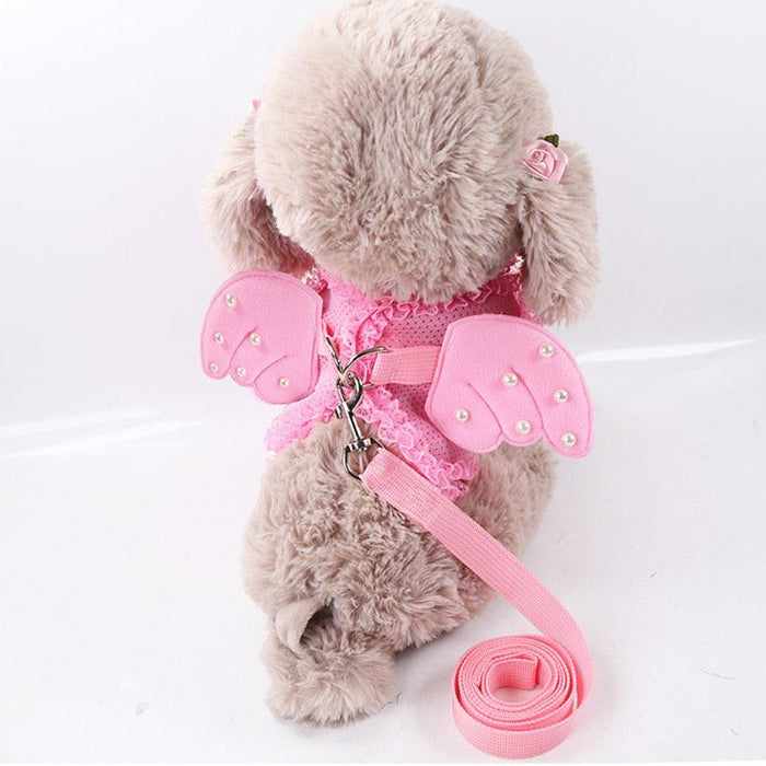 Angel Wings Dog Harness And Leash Set French Bulldog Breathable Small Dog Clothes Perro Supplies Pug Chihuahua Puppy Accessories