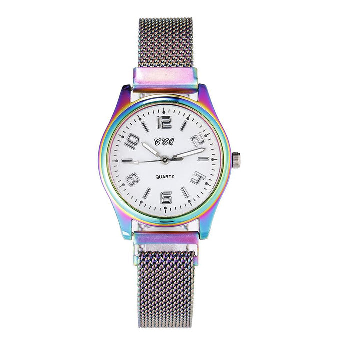 Novel Gradient Digital Elastic Steel Band Quartz Watch