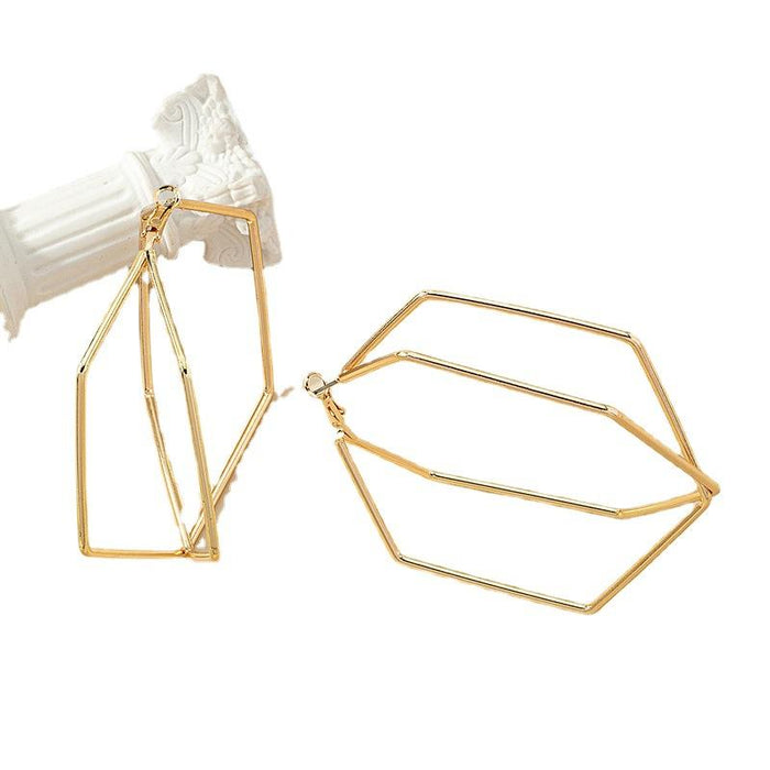 New Pentagonal Cold Wind Exaggerated Earrings