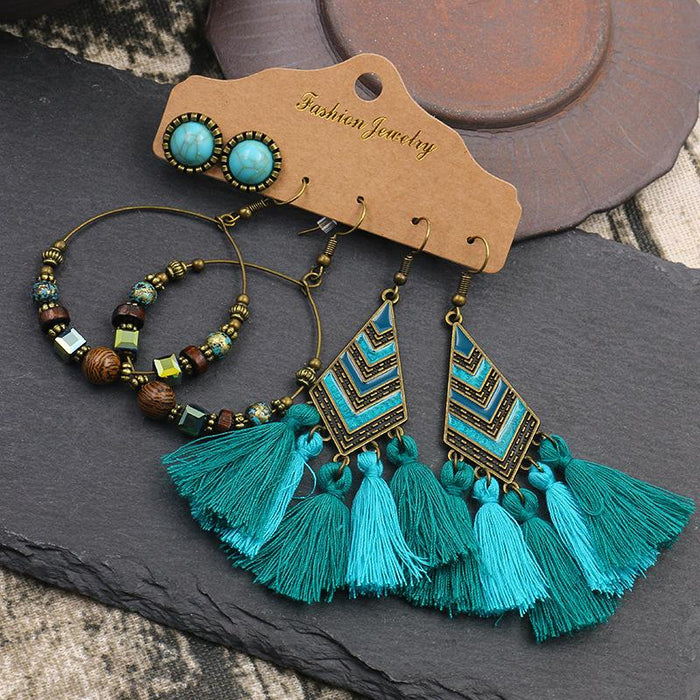 3 pairs/set Earrings Bohemian Style Jewelry X0X36204
