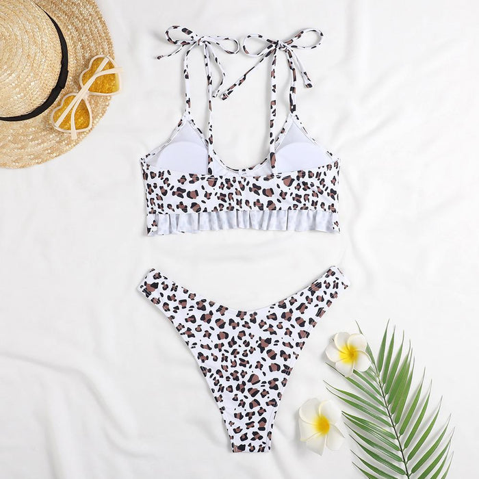New Sexy Swimsuit Leopard Strap Split Bikini