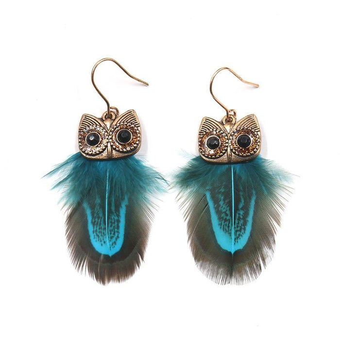 Fashionable Owl Feather Earrings