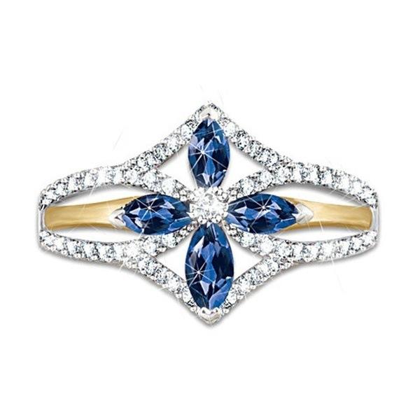 Creative Fashion Royal Blue Clover Ring