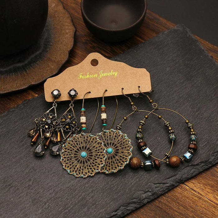 3 pairs/set Earrings Bohemian Style Jewelry X0X36212