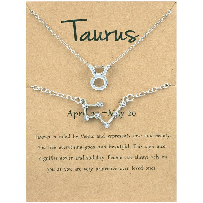 Twelve Constellations Necklace Diamond Bracelet Card Set