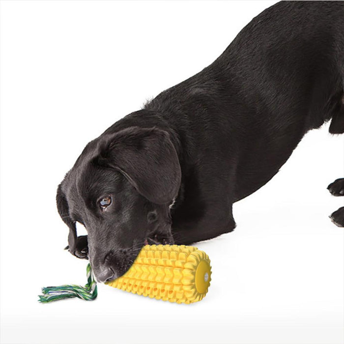 Corn toothbrush chewing dog toy puppy barking rubber teeth