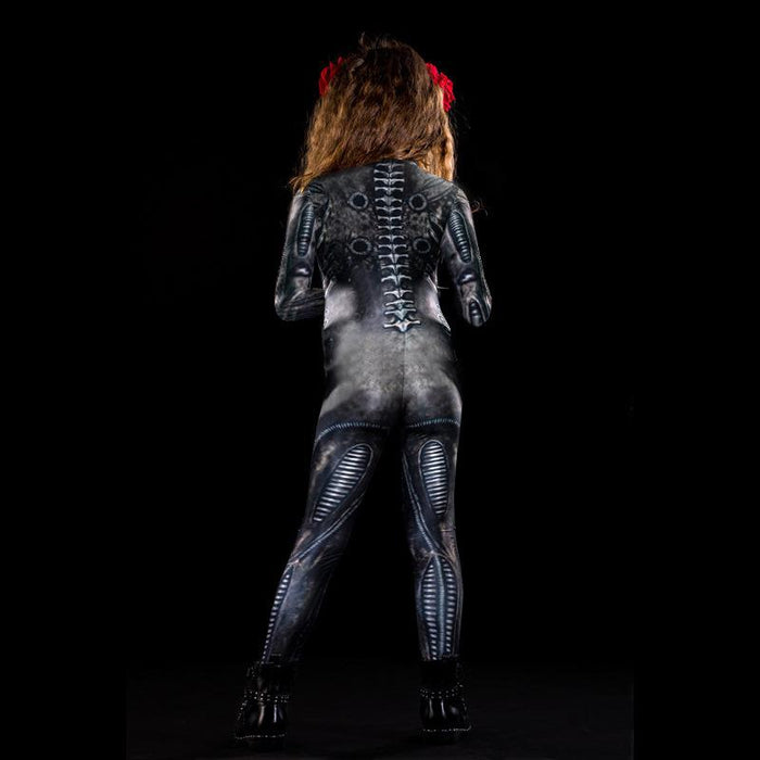 Women's Printed Halloween Horror Human Skeleton Uniform Skinny Pants