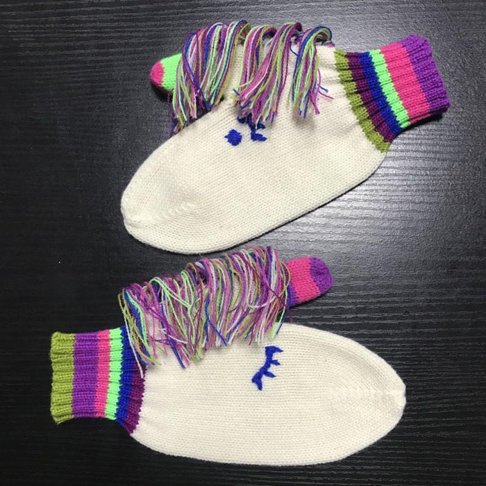 Unicorn Cartoon Winter Warm Knitted Gloves