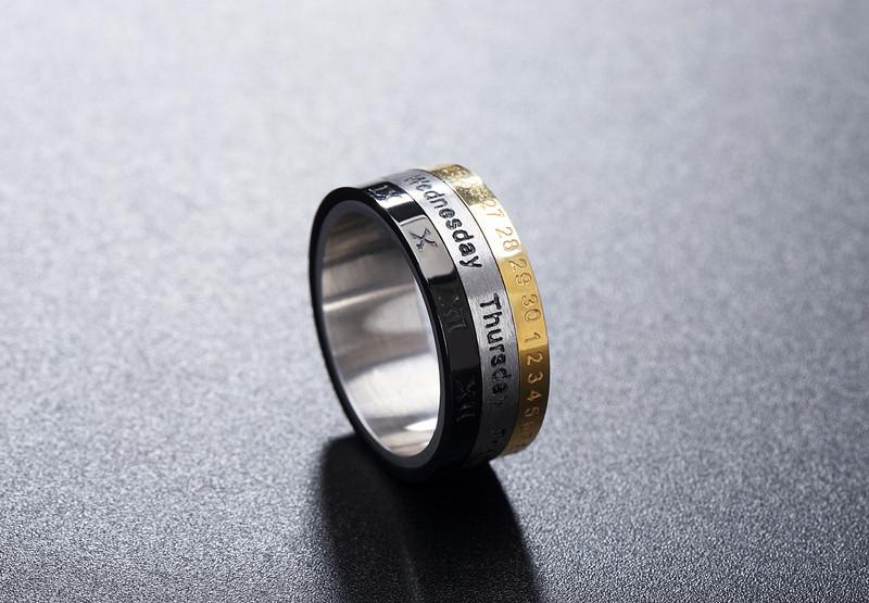 Fashion Rotation Color Gold Men's Titanium Steel Ring